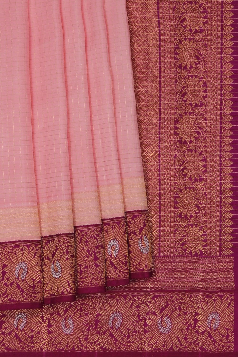 Image of Arani Silk Kattam Pink Saree